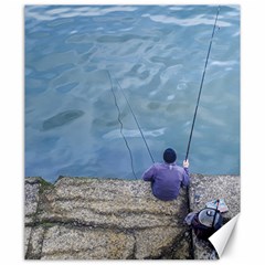 Senior Man Fishing At River, Montevideo, Uruguay001 Canvas 20  X 24  by dflcprintsclothing