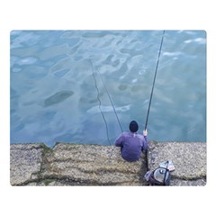 Senior Man Fishing At River, Montevideo, Uruguay001 Double Sided Flano Blanket (large)  by dflcprintsclothing