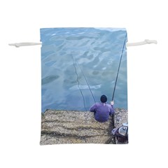 Senior Man Fishing At River, Montevideo, Uruguay001 Lightweight Drawstring Pouch (m) by dflcprintsclothing