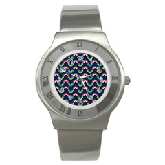 Geo Rainbow Stroke Stainless Steel Watch by tmsartbazaar