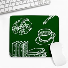 Books And Baked Goods Pattern Large Mousepads by DithersDesigns