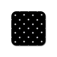 Black And White Baseball Motif Pattern Rubber Coaster (square)  by dflcprintsclothing