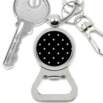 Black And White Baseball Motif Pattern Bottle Opener Key Chain Front