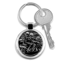 Motorcycle Riders At Highway Key Chain (round) by dflcprintsclothing