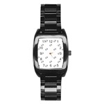 American Football Ball Motif Print Pattern Stainless Steel Barrel Watch Front