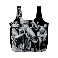 Laocoon Sculpture Over Black Full Print Recycle Bag (m) by dflcprintsclothing