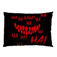 Demonic Laugh, Spooky Red Teeth Monster In Dark, Horror Theme Pillow Case (two Sides) by Casemiro