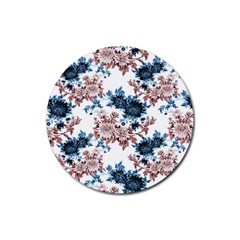 Blue And Rose Flowers Rubber Coaster (round)  by goljakoff