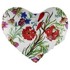 Summer Flowers Large 19  Premium Heart Shape Cushions by goljakoff