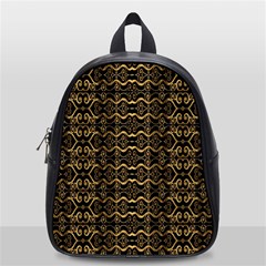 Luxury Golden Oriental Ornate Pattern School Bag (small) by dflcprintsclothing