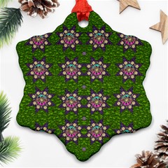 Star Over The Healthy Sacred Nature Ornate And Green Snowflake Ornament (two Sides) by pepitasart