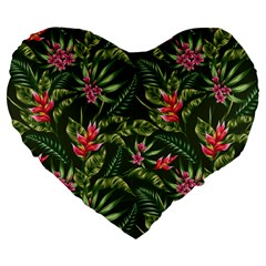 Tropical Flowers Large 19  Premium Heart Shape Cushions by goljakoff