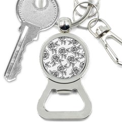 Line Art Black And White Rose Bottle Opener Key Chain by MintanArt