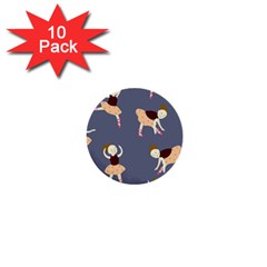 Cute  Pattern With  Dancing Ballerinas On The Blue Background 1  Mini Buttons (10 Pack)  by EvgeniiaBychkova