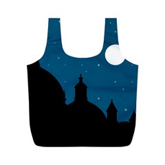 Silhouette Night Scene Cityscape Illustration Full Print Recycle Bag (m) by dflcprintsclothing