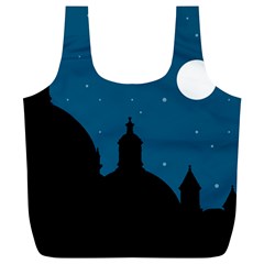 Silhouette Night Scene Cityscape Illustration Full Print Recycle Bag (xl) by dflcprintsclothing