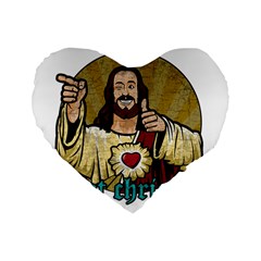 Buddy Christ Standard 16  Premium Flano Heart Shape Cushions by Valentinaart