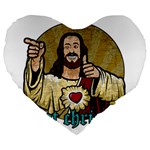 Buddy Christ Large 19  Premium Flano Heart Shape Cushions Front