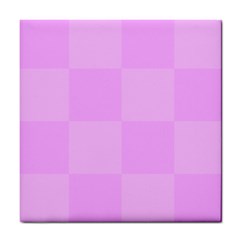 Pink Gingham Check Squares Tile Coaster by yoursparklingshop