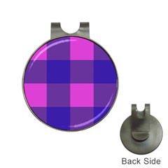 Blue And Pink Buffalo Plaid Check Squares Pattern Hat Clips With Golf Markers by yoursparklingshop