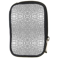 Modern Ornate Geometric Silver Pattern Compact Camera Leather Case by dflcprintsclothing