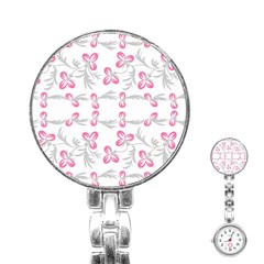 Pink Folk Flowers Stainless Steel Nurses Watch by Eskimos