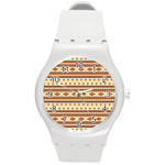 Native American Pattern Round Plastic Sport Watch (M) Front