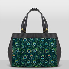 Watercolor Peacock Feather Pattern Oversize Office Handbag by ExtraAwesomeSauce