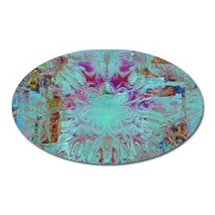 Retro Hippie Abstract Floral Blue Violet Oval Magnet by CrypticFragmentsDesign