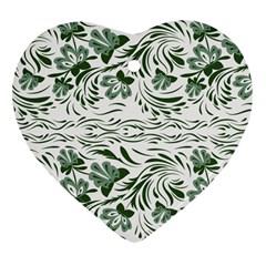 Green Leaves Heart Ornament (two Sides) by Eskimos