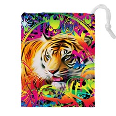 Tiger In The Jungle Drawstring Pouch (5xl) by icarusismartdesigns