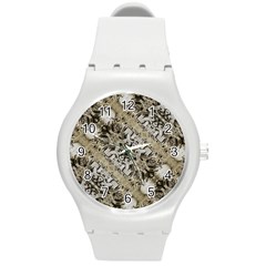 Vintage Ornate Interlace Pattern Round Plastic Sport Watch (m) by dflcprintsclothing