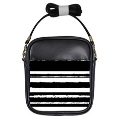 Bandes Abstrait Blanc/noir Girls Sling Bag by kcreatif