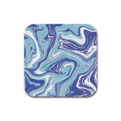 Blue Vivid Marble Pattern 9 Rubber Square Coaster (4 Pack)  by goljakoff