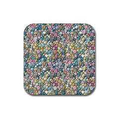 Multicolored Watercolor Stones Rubber Coaster (square)  by SychEva