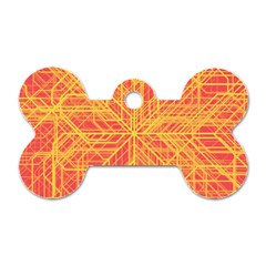 Orange/yellow Line Pattern Dog Tag Bone (one Side) by LyleHatchDesign