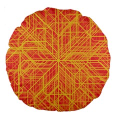 Orange/yellow Line Pattern Large 18  Premium Round Cushions by LyleHatchDesign