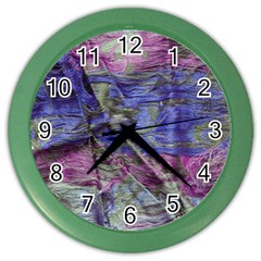 Warp And Weft Color Wall Clock by kaleidomarblingart