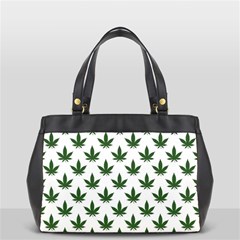 Weed At White, Ganja Leafs Pattern, 420 Hemp Regular Theme Oversize Office Handbag by Casemiro