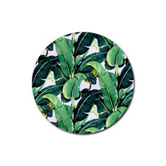 Banana Leaves Rubber Coaster (round)  by goljakoff