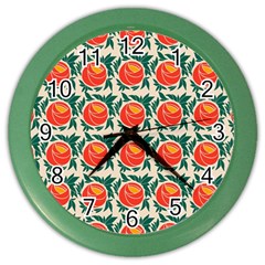 Rose Ornament Color Wall Clock by SychEva