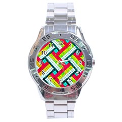 Pop Art Mosaic Stainless Steel Analogue Watch by essentialimage365