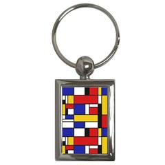 Stripes And Colors Textile Pattern Retro Key Chain (rectangle) by DinzDas