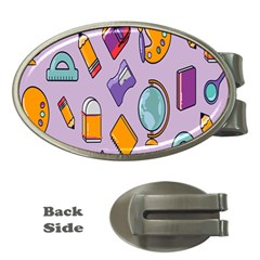 Back To School And Schools Out Kids Pattern Money Clips (oval)  by DinzDas