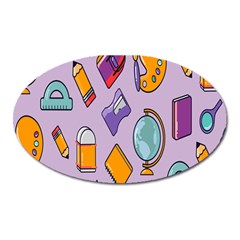 Back To School And Schools Out Kids Pattern Oval Magnet by DinzDas