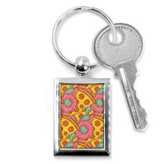 Fast Food Pizza And Donut Pattern Key Chain (rectangle) by DinzDas