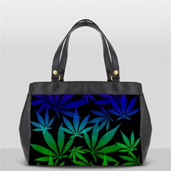 Weed Rainbow, Ganja Leafs Pattern In Colors, 420 Marihujana Theme Oversize Office Handbag by Casemiro