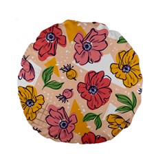 Cartoon Flowers Standard 15  Premium Round Cushions by designsbymallika