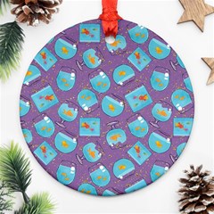 Aquarium With Fish And Sparkles Ornament (round) by SychEva