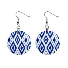 Blue Diamond Pattern Mini Button Earrings